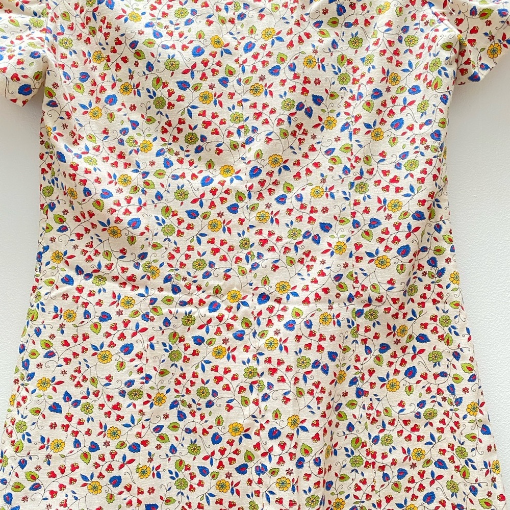 Vintage - 1970’s Handmade Cream Cotton Floral Day Dress - Picture 5 of 9